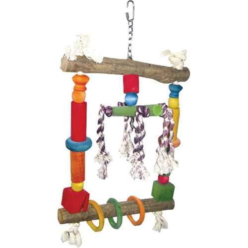 Happy Beaks Wood Swing With Rope Bird Toy
