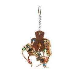 Happy Beaks Leather Bear With Abc Blocks Bird Toy