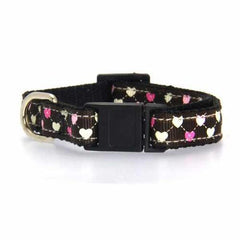 Argyle Hearts Cat Collar - Brown