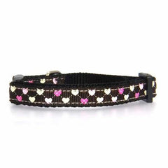 Argyle Hearts Cat Collar - Brown