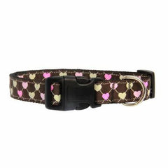 Argyle Hearts Dog Collar - Brown