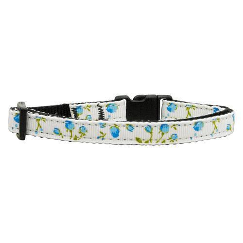 Roses Nylon Safety Cat Collar - Blue