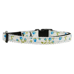 Roses Nylon Safety Cat Collar - Blue