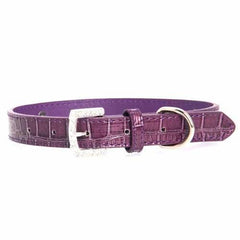Faux Crocodile Two Tiered Dog Collar with 18MM Letter Strap - Purple
