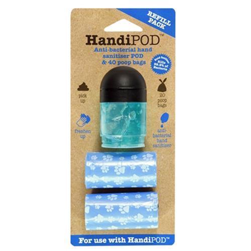 HandiPOD Dispenser with Poop Bags and Hand Sanitizer - Refill Kit in Black