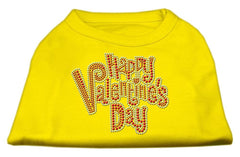Happy Valentines Day Rhinestone Dog Shirt Yellow XL (16)