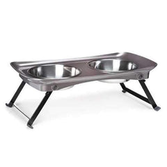 Zack and Zoey Shimmer Melamine Pet Diner - Slate