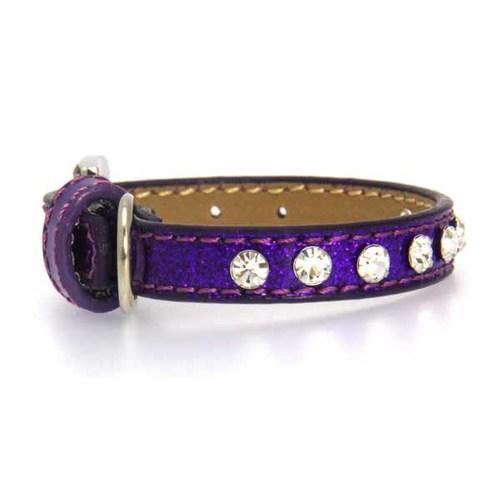 Clear Crystal Puppy Ice Cream Dog Collar - Purple