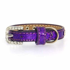 Clear Crystal Puppy Ice Cream Dog Collar - Purple