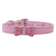 Bow-dacious Crystal Dog Collar - Light Pink