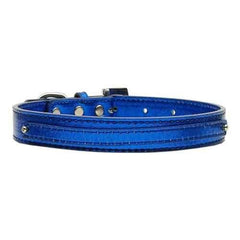 Metallic Two Tiered Dog Collar with 10MM Letter Strap - Blue