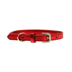 Metallic Two Tiered Dog Collar with 10MM Letter Strap - Red