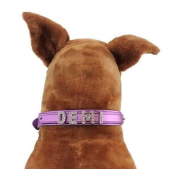 Metallic Two Tiered Dog Collar with 18MM Letter Strap - Purple
