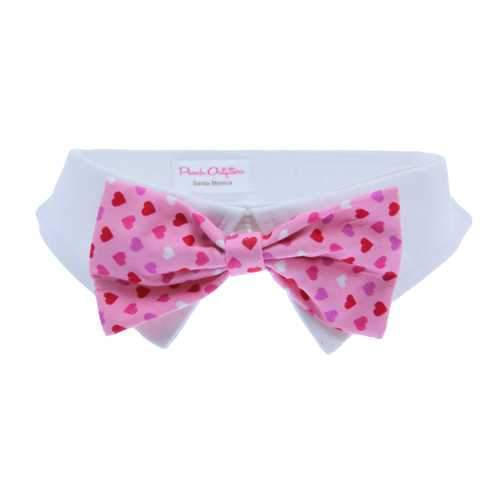 Heart Dog Shirt Collar and Bow Tie - Pink