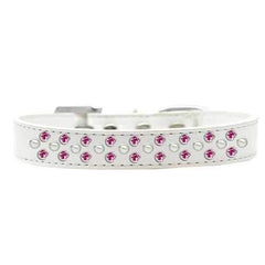Sprinkles Pearl and Bright Pink Crystals Dog Collar - White