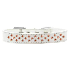 Sprinkles Orange Crystals Dog Collar - White