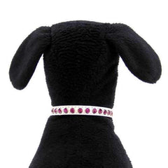 Bright Pink Crystal Puppy White Dog Collar