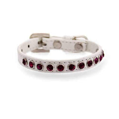Bright Pink Crystal Puppy White Dog Collar