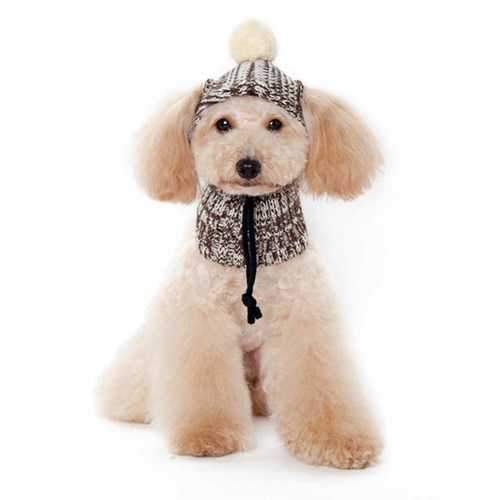 Pom Sweater Dog Hat by Dogo - Brown