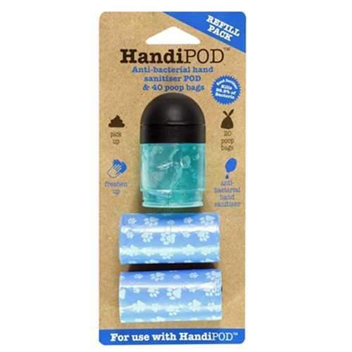 HandiPOD Dispenser with Poop Bags and Hand Sanitizer - Refill Kit in Black