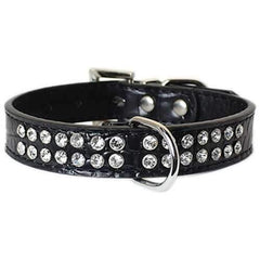 Parisian Pet Luxury Croc & Rhinestones Dog Collar - Black