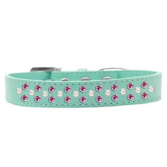 Sprinkles Pearl and Bright Pink Crystals Dog Collar - Aqua