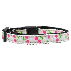 Cherries Nylon Safety Cat Collar - White