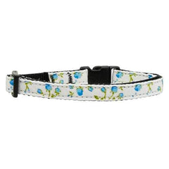 Roses Nylon Safety Cat Collar - Blue