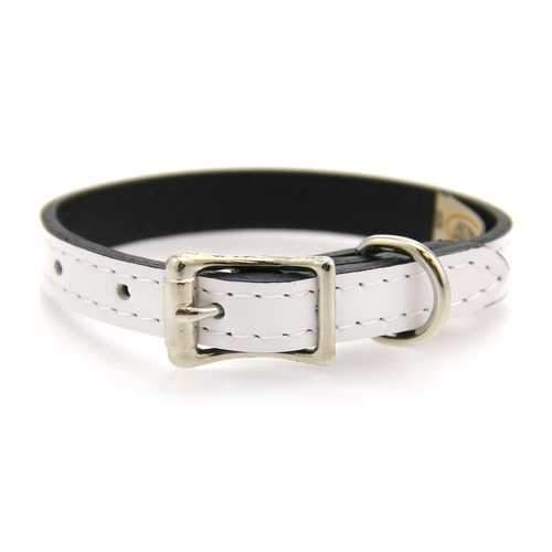 Manhattan Patent Leather Dog Collar by Auburn Leather - White