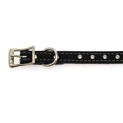 Tuscan Crystallized Leather Dog Collar by Auburn Leather - Black