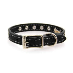 Tuscan Crystallized Leather Dog Collar by Auburn Leather - Black