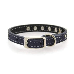 Tuscan Crystallized Leather Dog Collar by Auburn Leather - Navy Blue