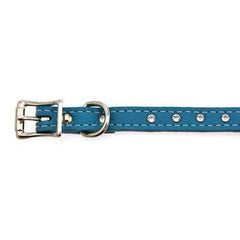 Tuscan Crystallized Leather Dog Collar by Auburn Leather - Turquoise