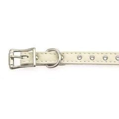 Tuscon Crystallized Leather Dog Collar by Auburn Leather - White