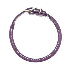 Round Leather Dog Collar by Auburn Leather - Purple