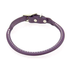 Round Leather Dog Collar by Auburn Leather - Purple