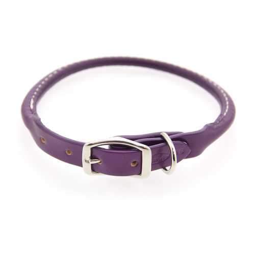 Round Leather Dog Collar by Auburn Leather - Purple