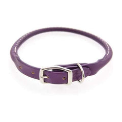 Round Leather Dog Collar by Auburn Leather - Purple