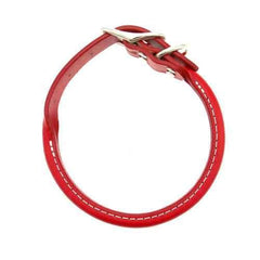 Round Leather Dog Collar by Auburn Leather - Red