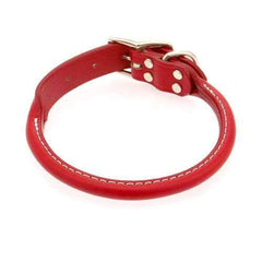 Round Leather Dog Collar by Auburn Leather - Red