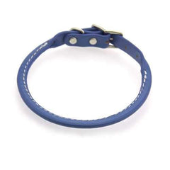 Round Leather Dog Collar by Auburn Leather - Royal Blue