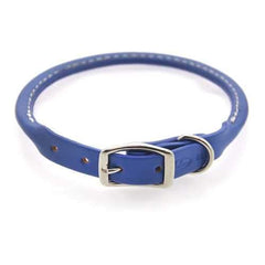 Round Leather Dog Collar by Auburn Leather - Royal Blue