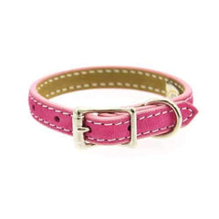 Saratoga Suede Leather Dog Collar by Auburn Leather - Pink