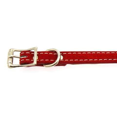 Saratoga Suede Leather Dog Collar by Auburn Leather - Red
