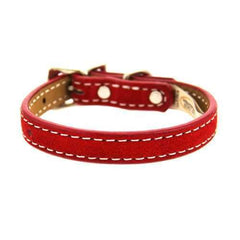 Saratoga Suede Leather Dog Collar by Auburn Leather - Red