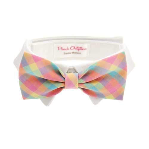 Riley Dog Shirt Collar and Bow Tie - Pastel Plaid