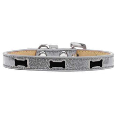 Black Bone Widget Dog Collar - Silver