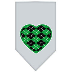 Argyle Heart Green Screen Print Bandana Grey Small