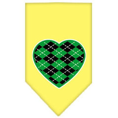 Argyle Heart Green Screen Print Bandana Yellow Small