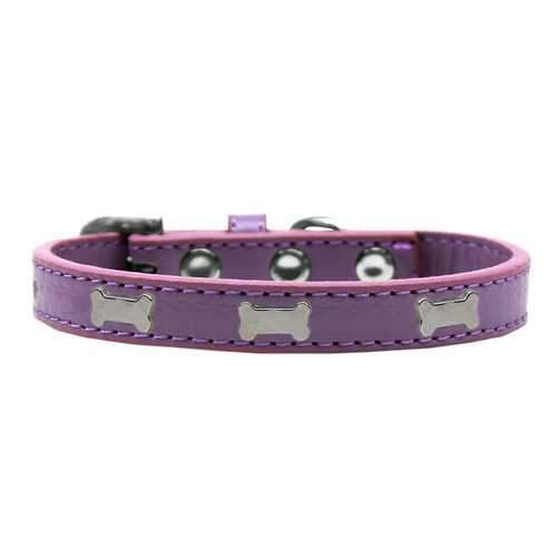 Silver Bone Widget Dog Collar - Lavender